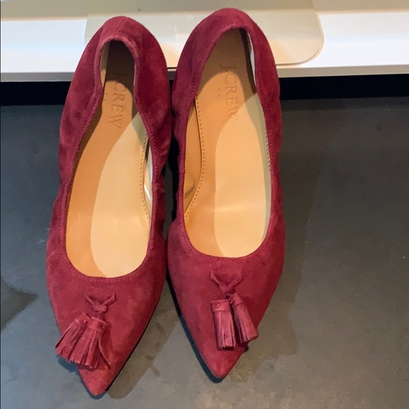 NIB J.Crew Suede Tassel Stretch Flats - Picture 1 of 5